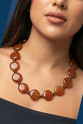 Red Coin Beaded Necklace by Jovi Jewels