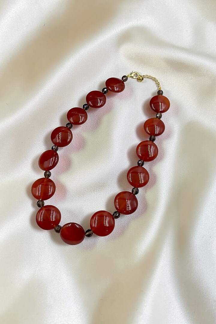 Red Coin Beaded Necklace by Jovi Jewels at Pernia's Pop Up Shop