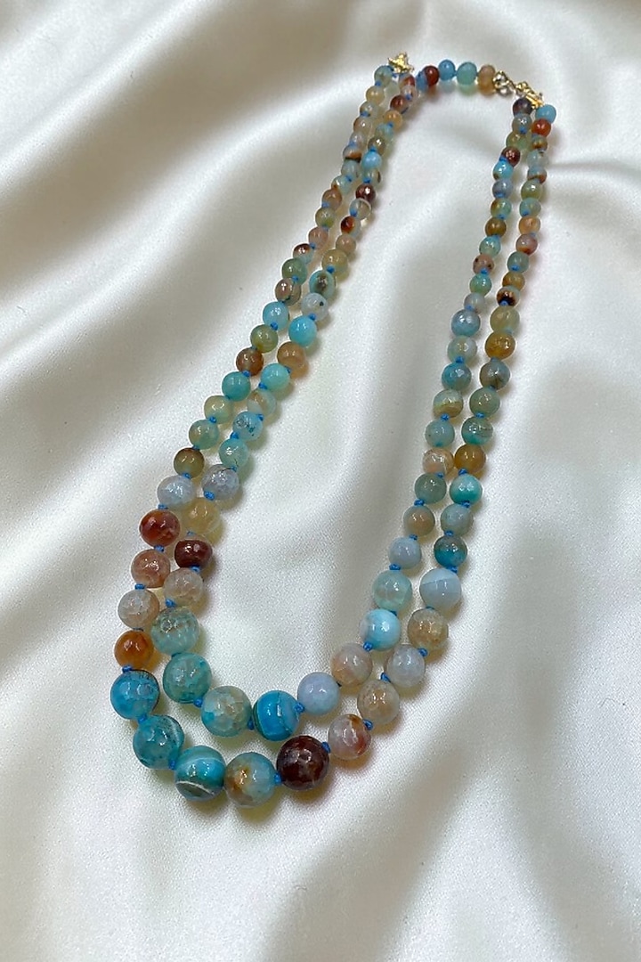 Blue Beaded Layered Necklace by Jovi Jewels at Pernia's Pop Up Shop
