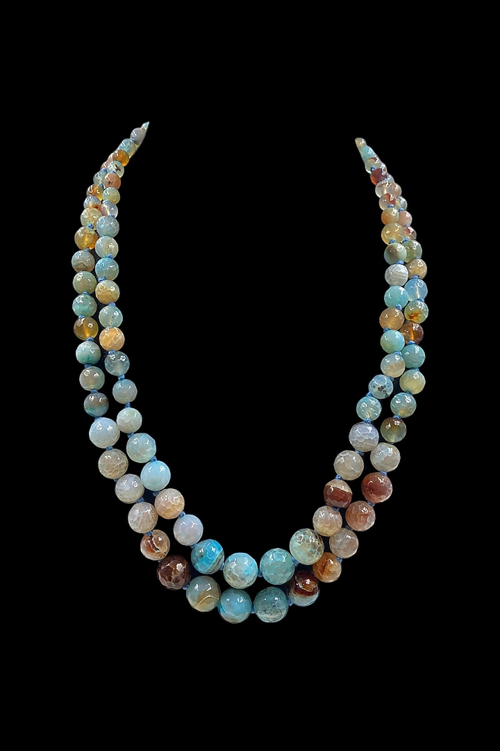 Blue Beaded Layered Necklace by Jovi Jewels at Pernia's Pop Up Shop