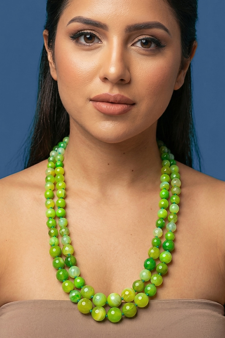 Green Beaded Layered Necklace by Jovi Jewels at Pernia's Pop Up Shop