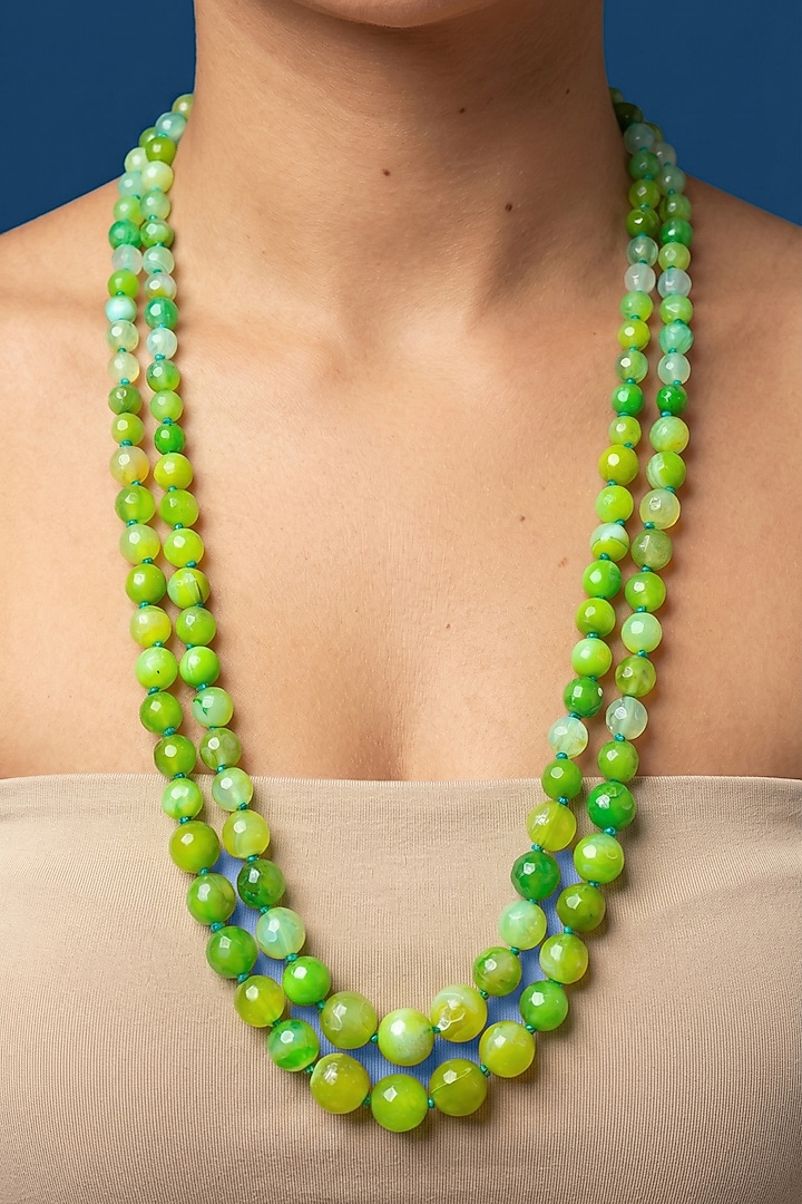 Green Beaded Layered Necklace by Jovi Jewels at Pernia's Pop Up Shop