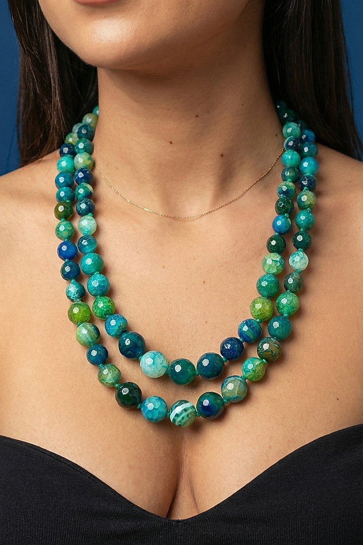 Dark Blue Beaded Layered Necklace by Jovi Jewels at Pernia's Pop Up Shop