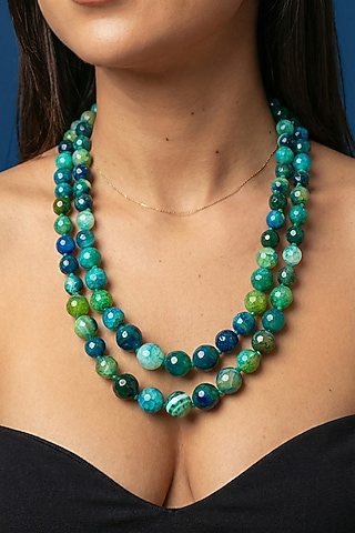 Dark Blue Beaded Layered Necklace by Jovi Jewels