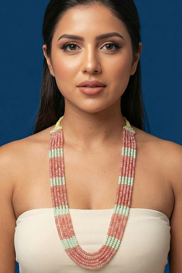 Pink Beaded & Pearl Layered Necklace by Jovi Jewels at Pernia's Pop Up Shop