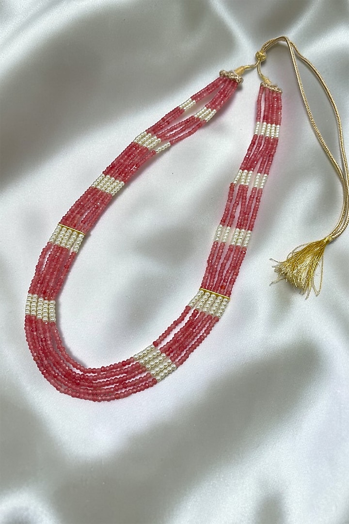 Pink Beaded & Pearl Layered Necklace by Jovi Jewels at Pernia's Pop Up Shop