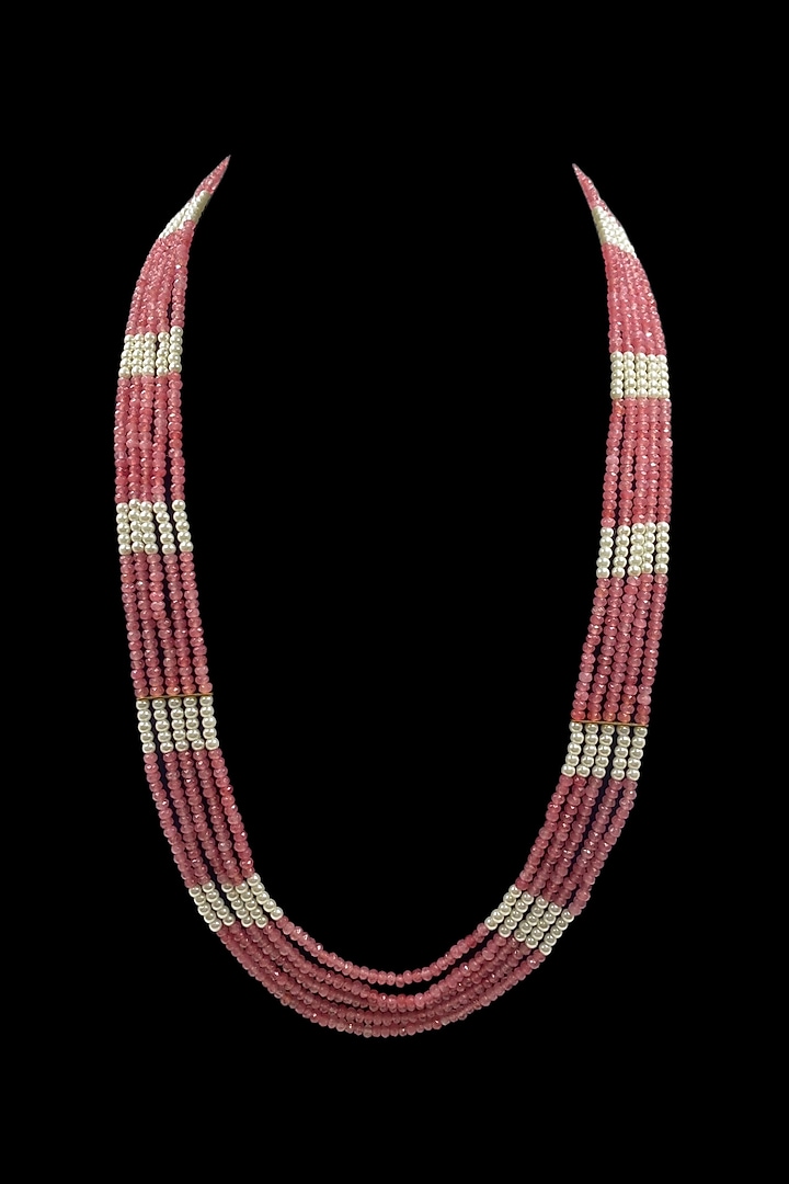 Pink Beaded & Pearl Layered Necklace by Jovi Jewels at Pernia's Pop Up Shop