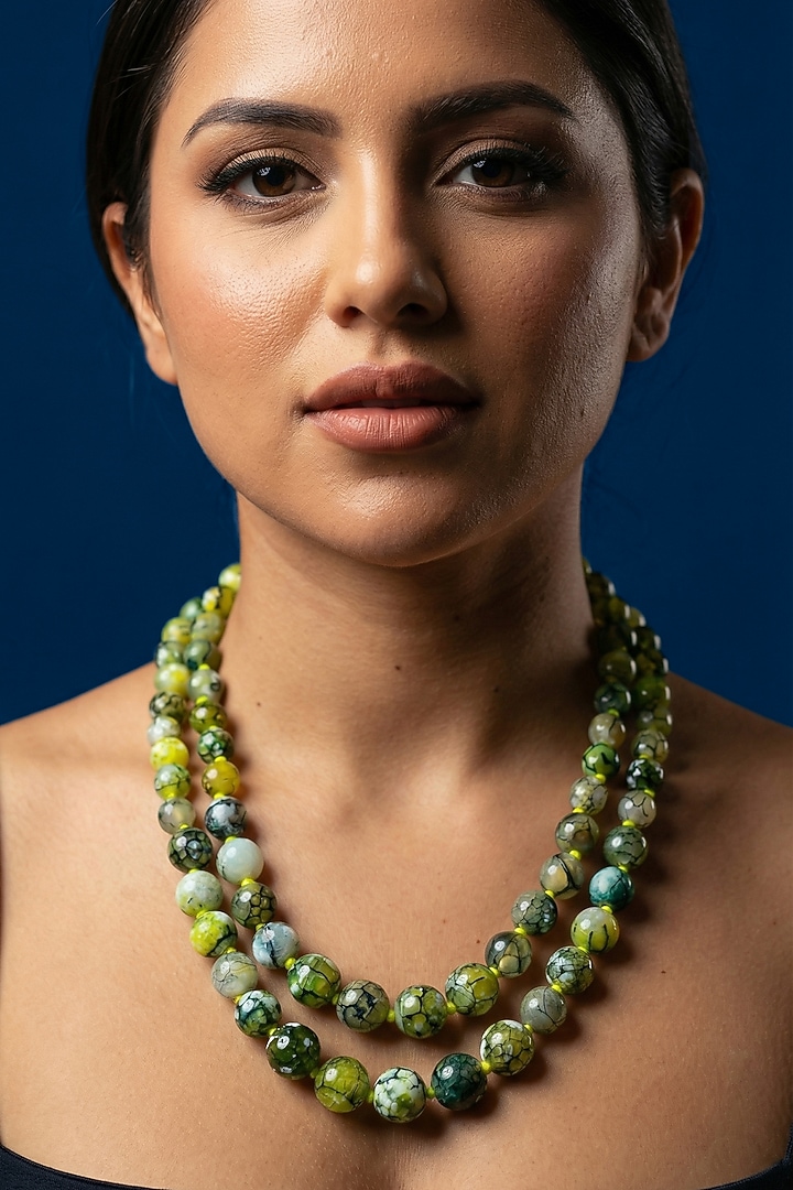 Yellow Beaded Layered Necklace by Jovi Jewels at Pernia's Pop Up Shop