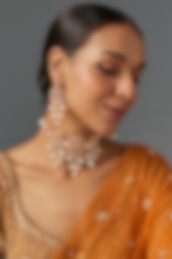 Gold Finish Kundan Polki Necklace Set by Jovi Jewels at Pernia's Pop Up Shop