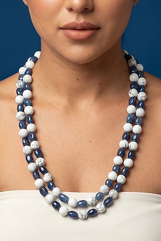 Grey Agate & Quartz Stone Layered Necklace by Jovi Jewels