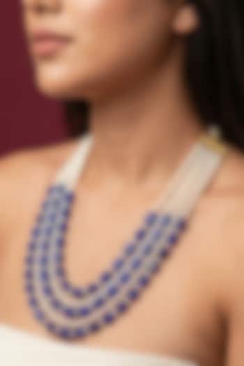 Blue Quartz Stone & Shell Pearl Necklace by Jovi Jewels at Pernia's Pop Up Shop