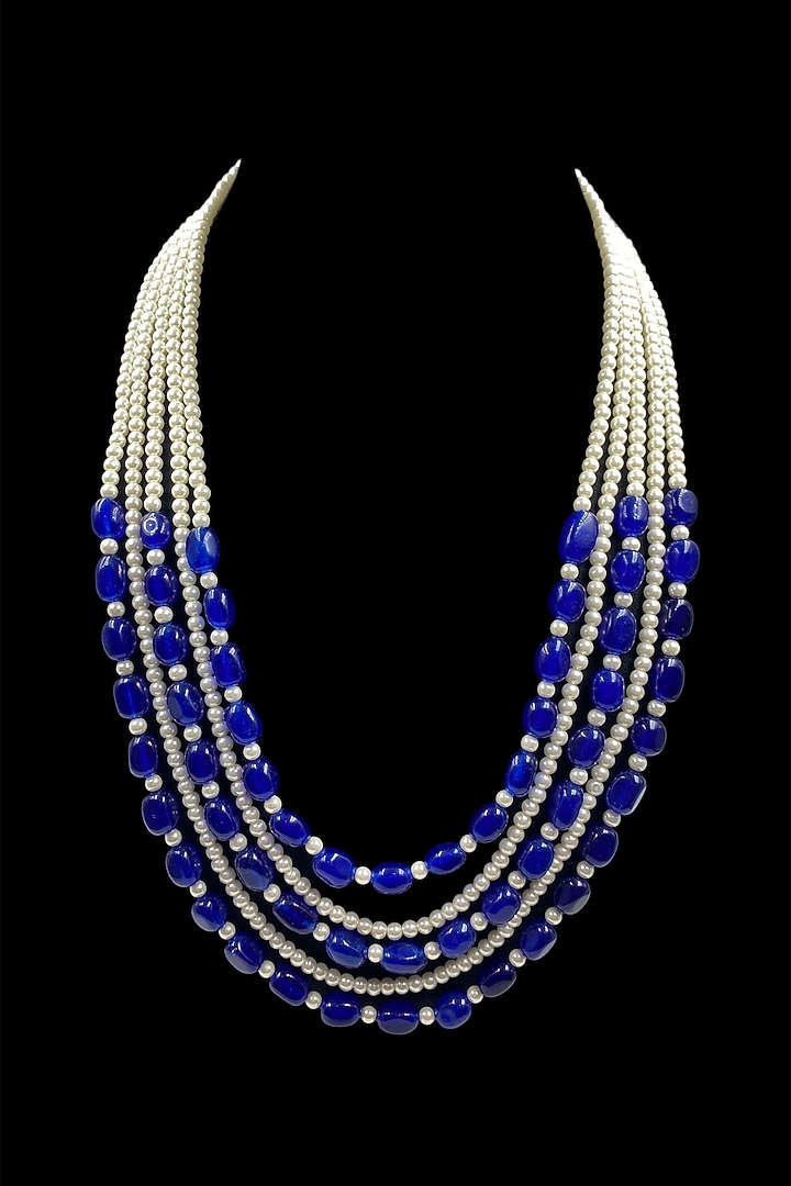 Blue Quartz Stone & Shell Pearl Necklace by Jovi Jewels at Pernia's Pop Up Shop