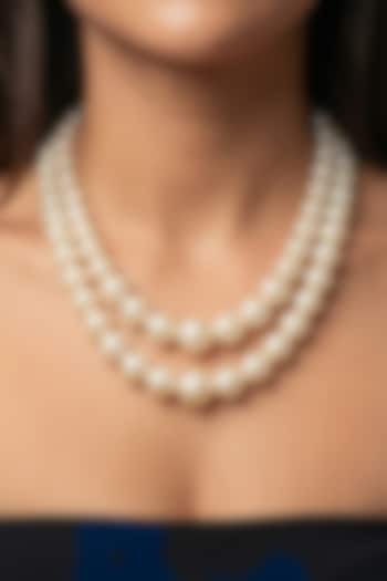 White Shell Pearl Layered Necklace by Jovi Jewels at Pernia's Pop Up Shop