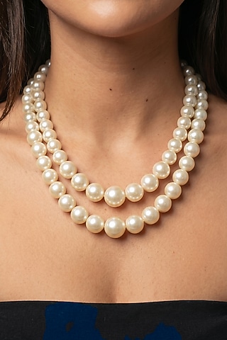 White Shell Pearl Layered Necklace by Jovi Jewels