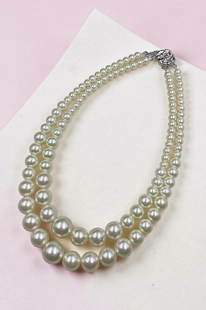 White Shell Pearl Layered Necklace by Jovi Jewels at Pernia's Pop Up Shop