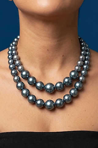 Grey Shell Pearl Layered Necklace by Jovi Jewels