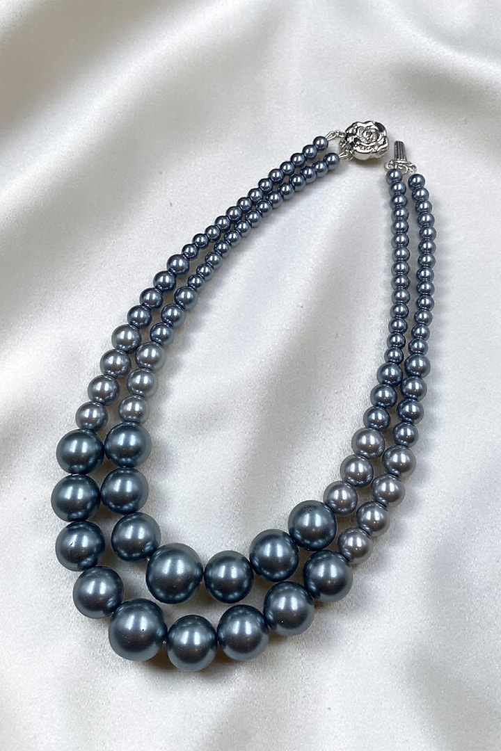 Grey Shell Pearl Layered Necklace by Jovi Jewels at Pernia's Pop Up Shop