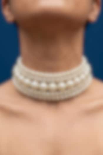 White Shell Pearl Choker Necklace by Jovi Jewels at Pernia's Pop Up Shop