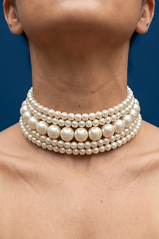 White Shell Pearl Choker Necklace by Jovi Jewels