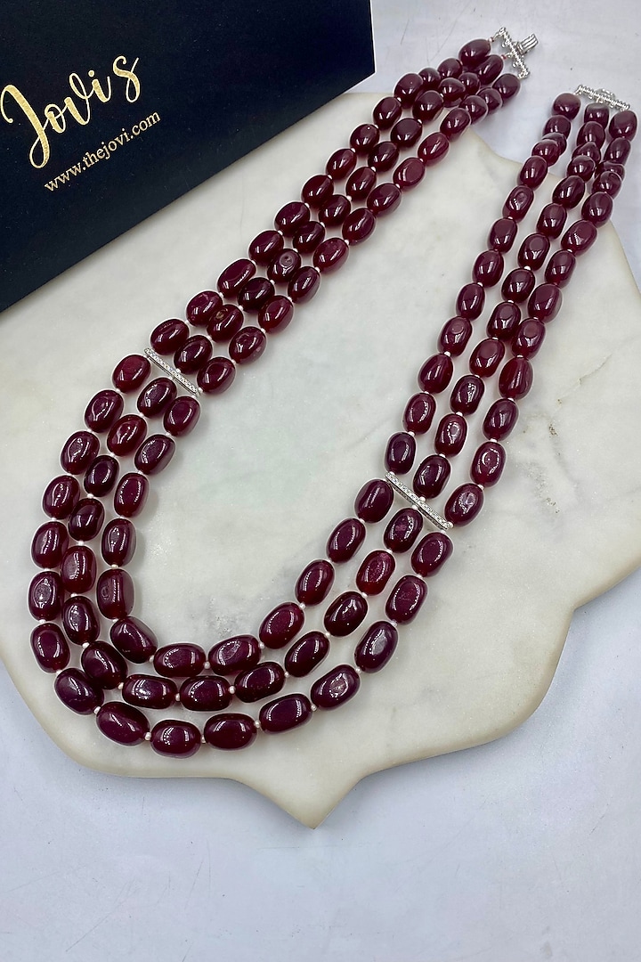 Red Quartz Stone Layered Necklace by Jovi Jewels at Pernia's Pop Up Shop