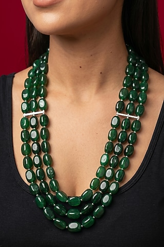Green Quartz Stone Layered Necklace by Jovi Jewels