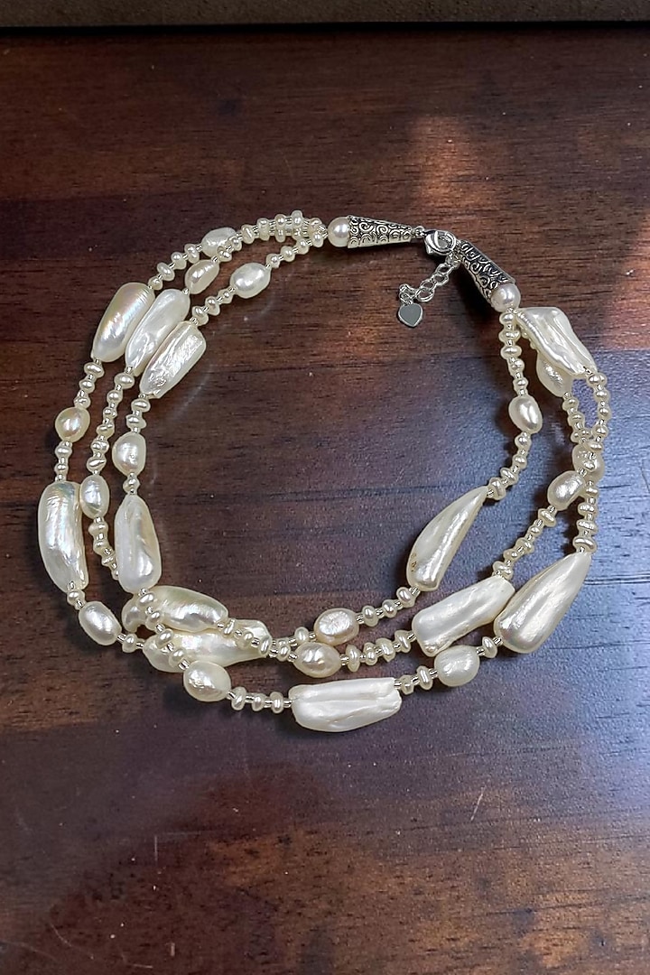 White Freshwater Pearl Layered Necklace by Jovi Jewels at Pernia's Pop Up Shop