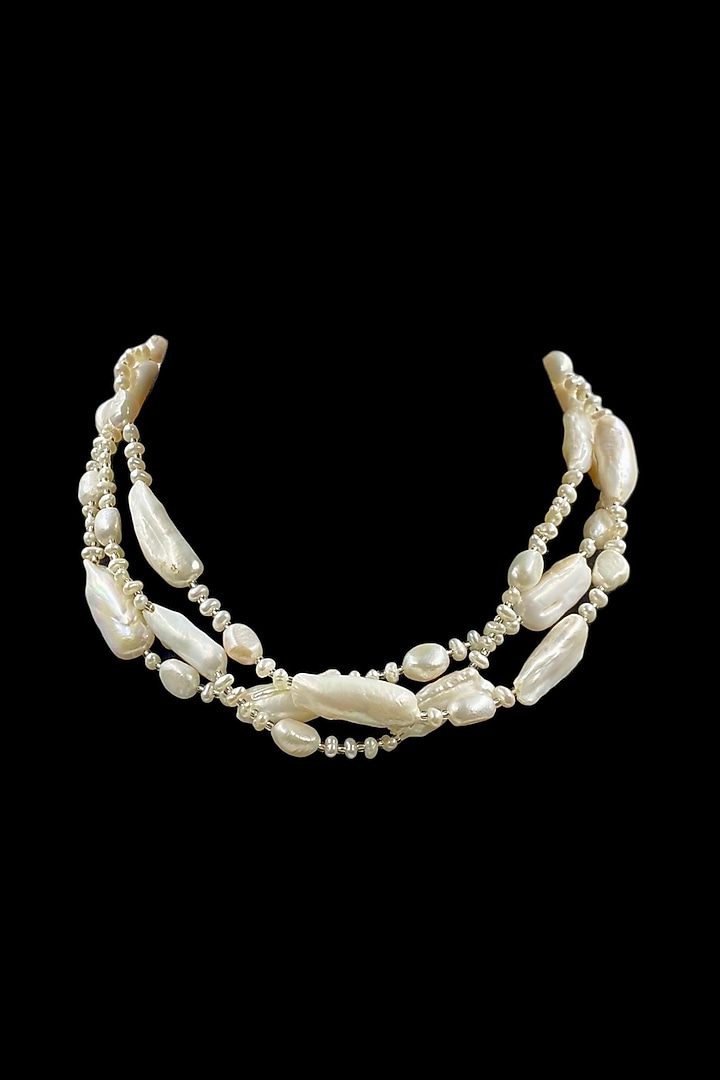 White Freshwater Pearl Layered Necklace by Jovi Jewels at Pernia's Pop Up Shop