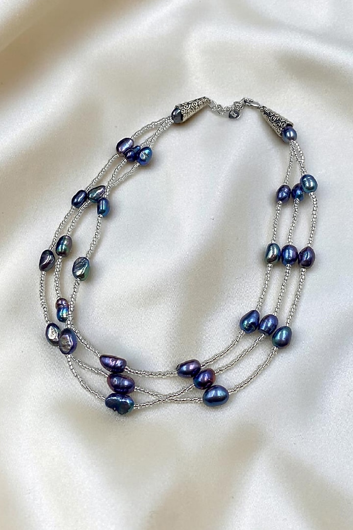 Grey Freshwater Pearl & Japanese Beaded Layered Necklace by Jovi Jewels at Pernia's Pop Up Shop