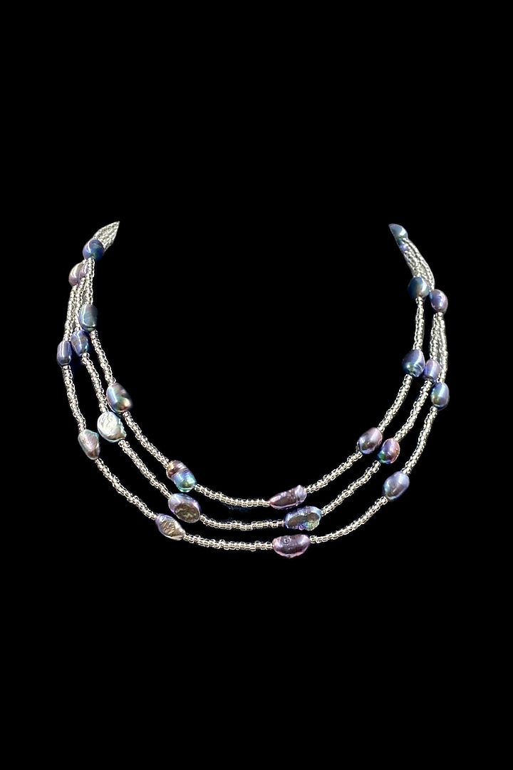 Grey Freshwater Pearl & Japanese Beaded Layered Necklace by Jovi Jewels at Pernia's Pop Up Shop