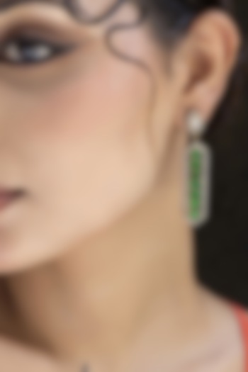 Gold Finish Kundan Polki & Emerald Dangler Earrings by Jovi Jewels at Pernia's Pop Up Shop