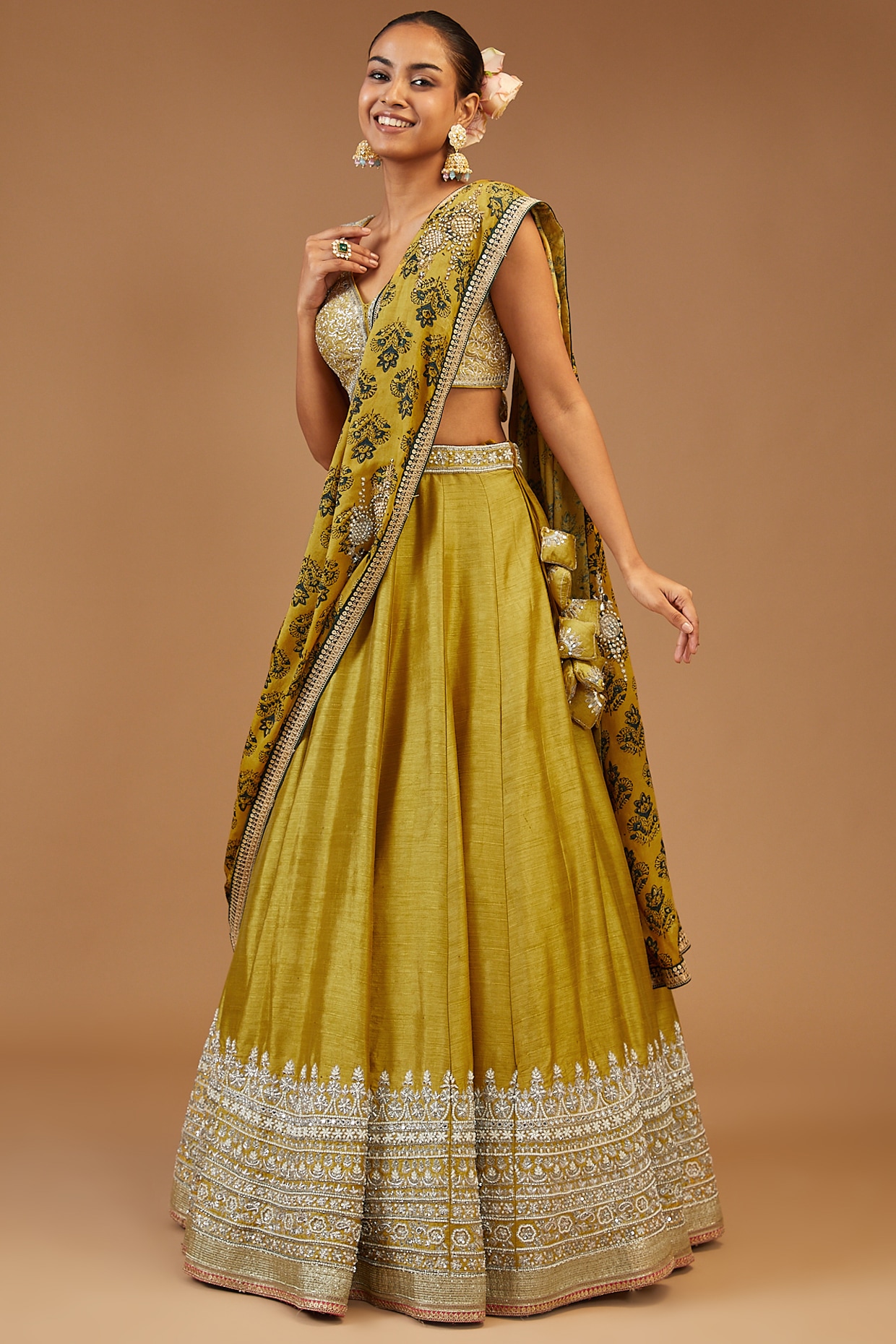Astha Narang Yellow Silk Lehenga With Gota And Sitaara Jaal | The Grand  Trunk