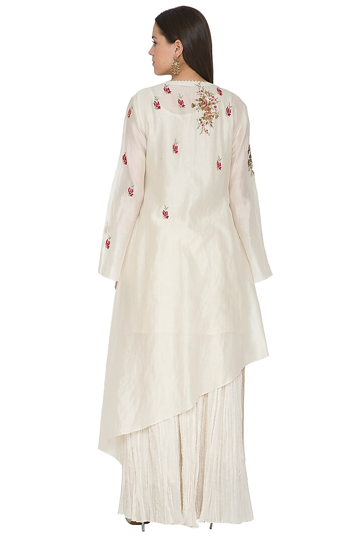 Cream Embroidered Kurta Set by Joy Mitra at Pernia's Pop Up Shop
