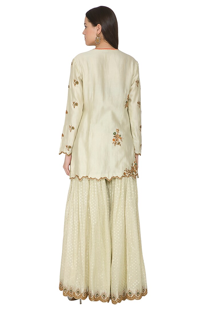 Mint Green Embroidered Kurta Set by Joy Mitra at Pernia's Pop Up Shop
