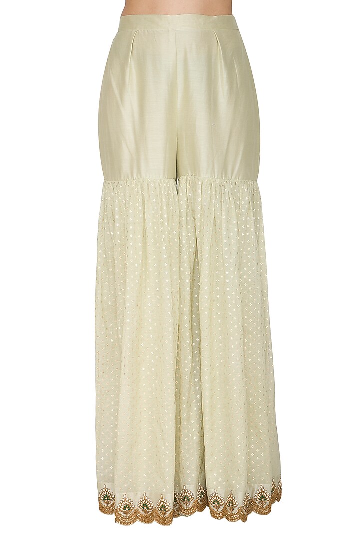 Mint Green Embroidered Kurta Set by Joy Mitra at Pernia's Pop Up Shop
