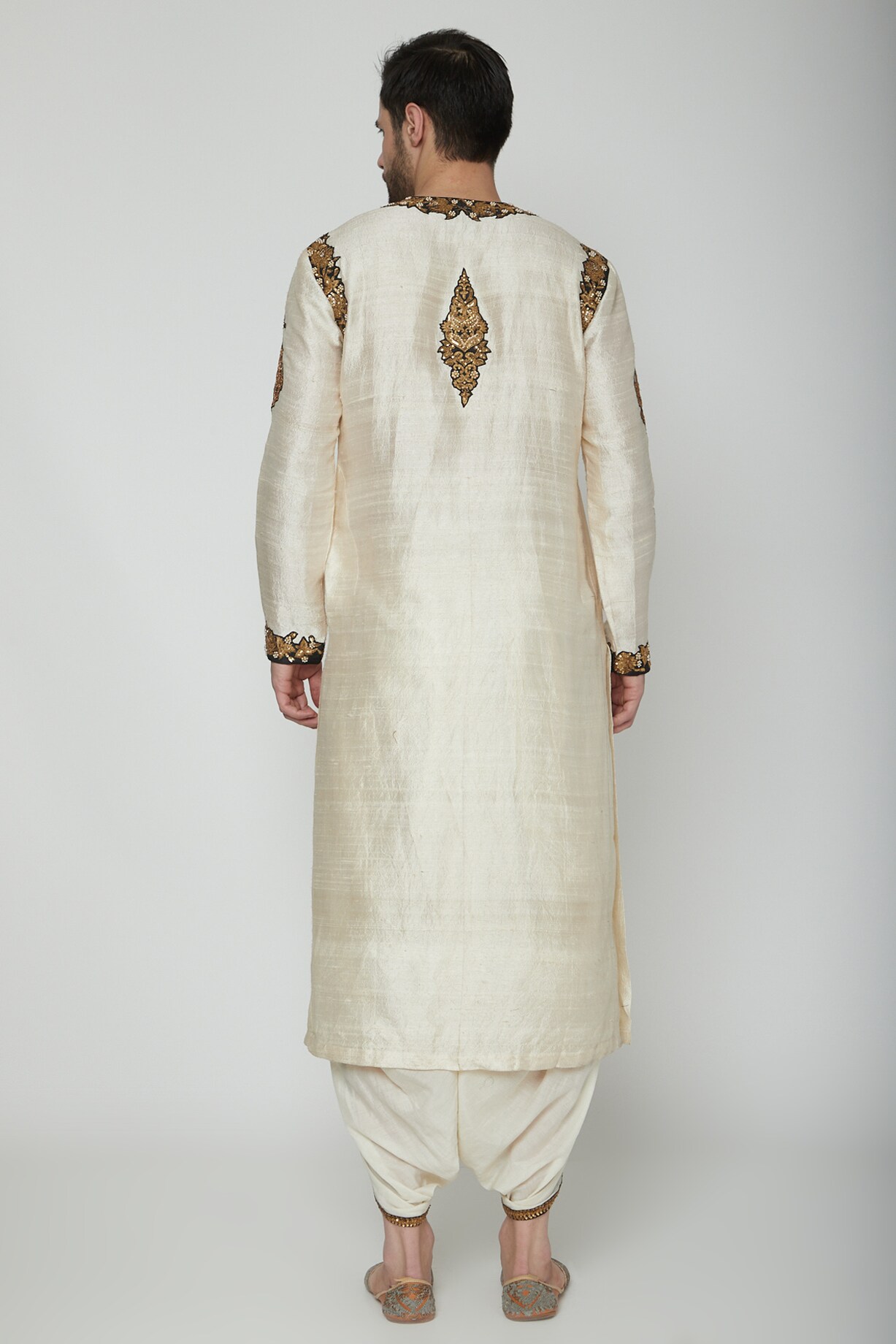 Men'S Cream Embroidered Kurta Only