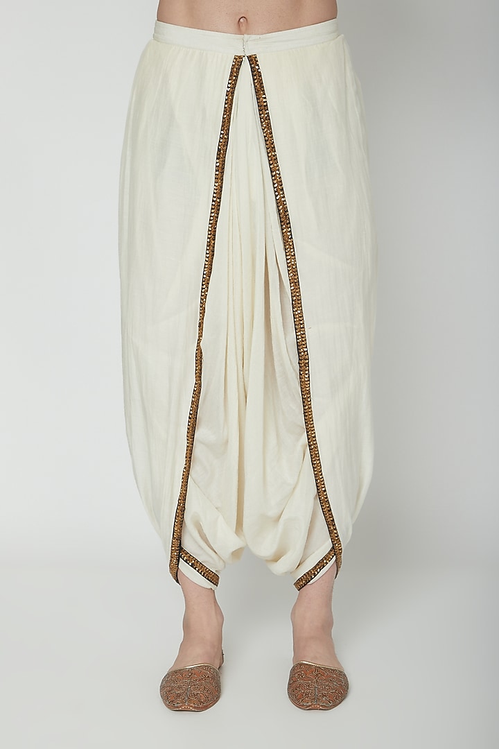 Cream Embroidered Kurta Set by Joy Mitra Men at Pernia's Pop Up Shop