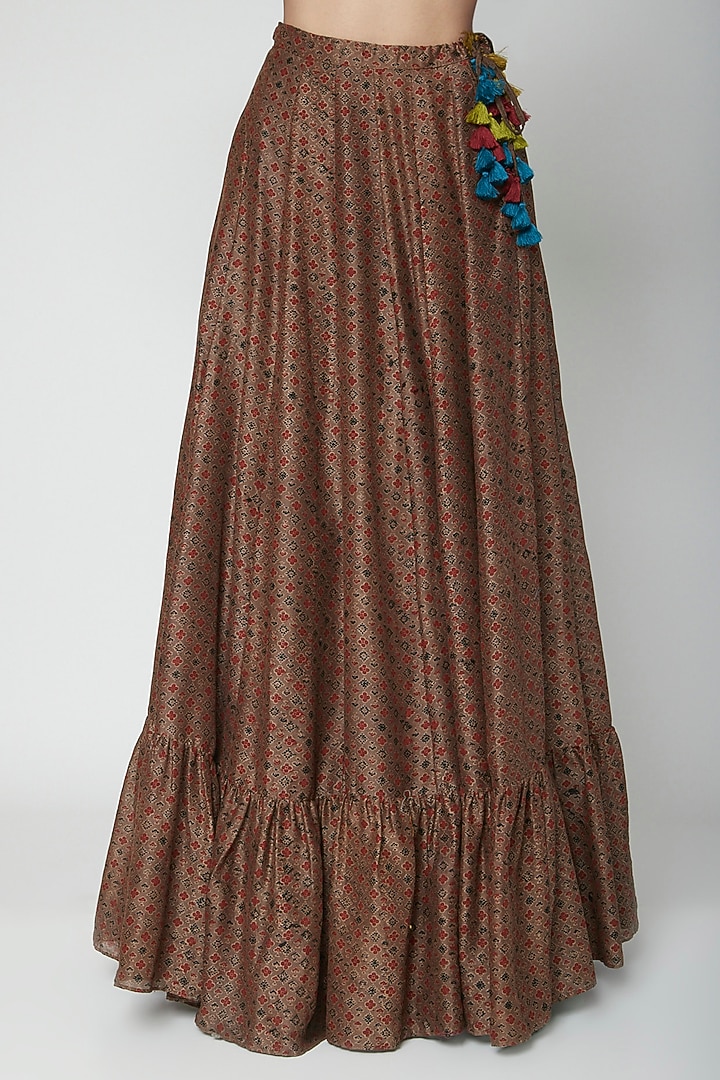 Grey Embroidered Top With Skirt & Dupatta by Joy Mitra at Pernia's Pop Up Shop