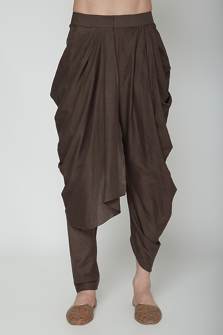 Brown Cotton Silk Ajrakh Printed Kurta Set by Joy Mitra Men at Pernia's Pop Up Shop