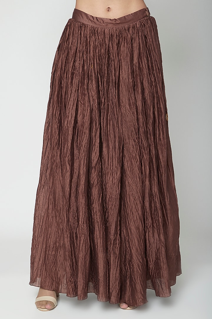 Brown Embroidered & Printed Kurta Set by Joy Mitra at Pernia's Pop Up Shop