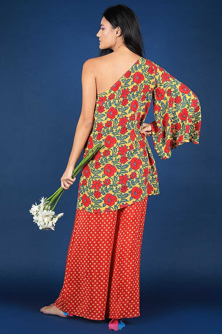 Multi-Colored & Red Floral Printed Co-Ord Set by JOY at Pernia's Pop Up Shop
