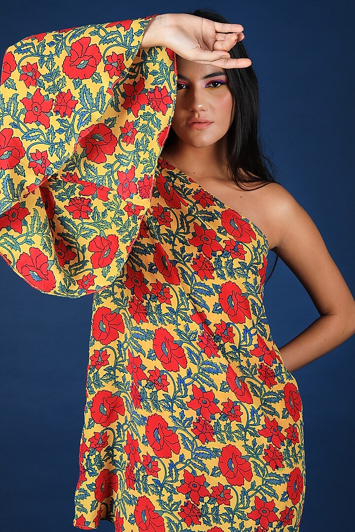 Multi-Colored & Red Floral Printed Co-Ord Set by JOY at Pernia's Pop Up Shop
