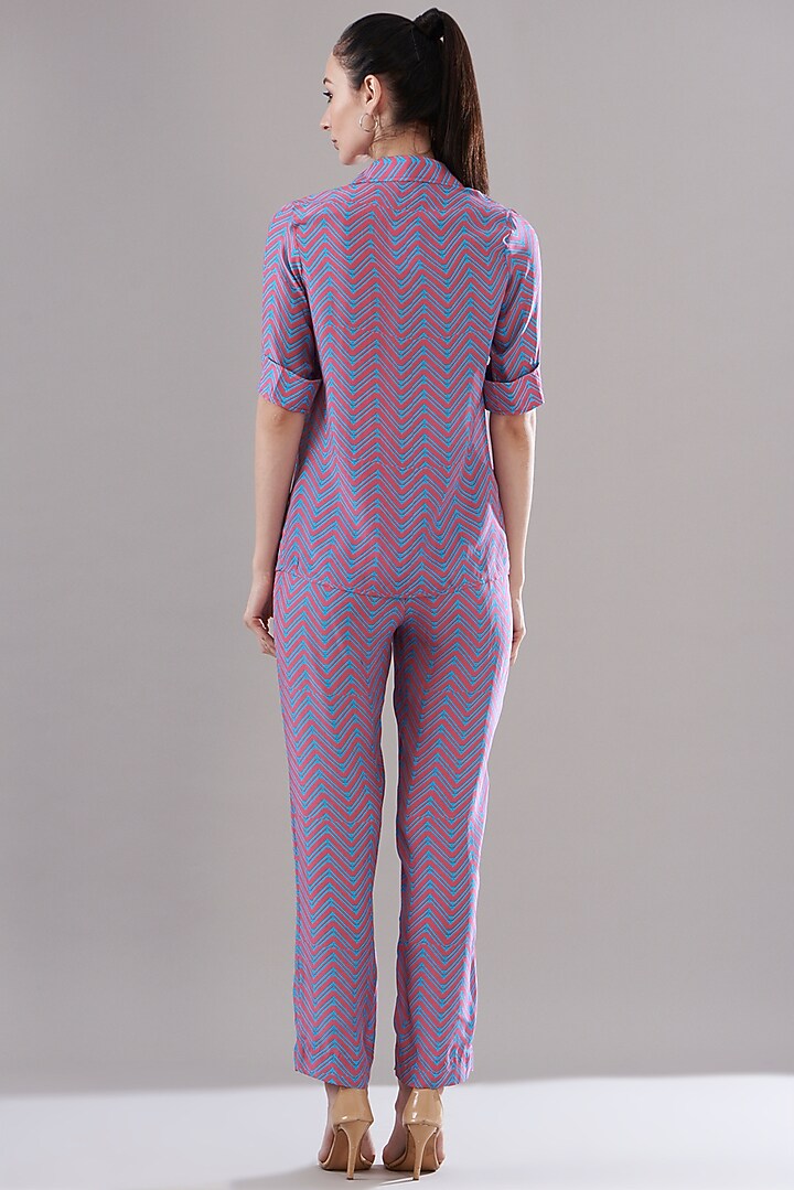 Purple Pure Silk Crepe Printed Co-Ord Set by JOY at Pernia's Pop Up Shop
