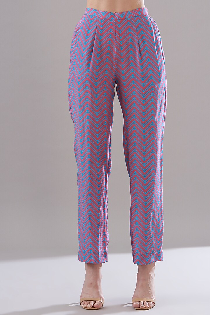 Purple Pure Silk Crepe Printed Co-Ord Set by JOY at Pernia's Pop Up Shop