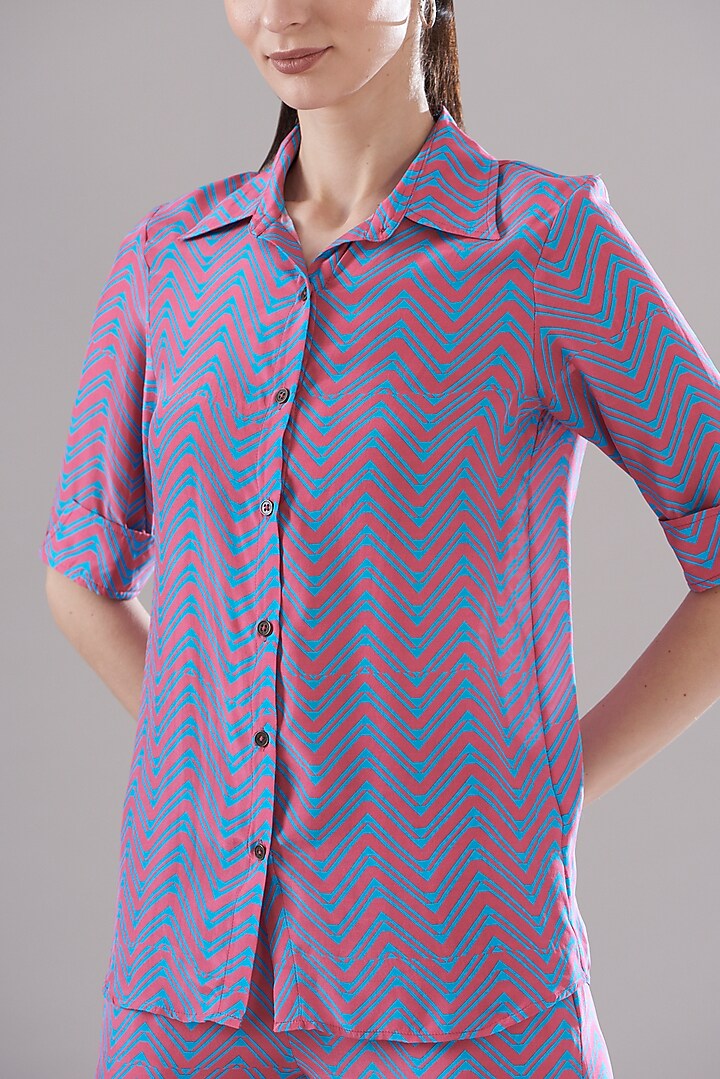 Purple Pure Silk Crepe Printed Co-Ord Set by JOY at Pernia's Pop Up Shop