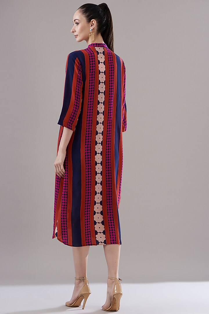 Multi-Colored Pure Silk Crepe Printed Vacation Dress by JOY at Pernia's Pop Up Shop