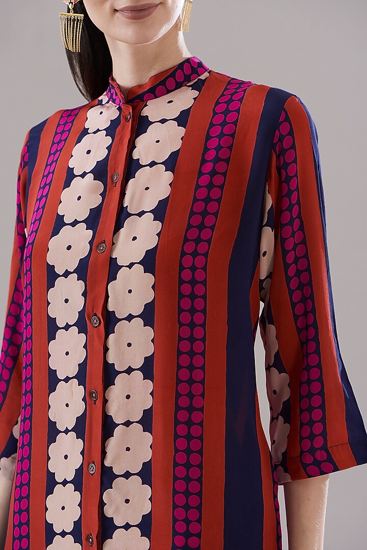 Multi-Colored Pure Silk Crepe Printed Vacation Dress by JOY at Pernia's Pop Up Shop