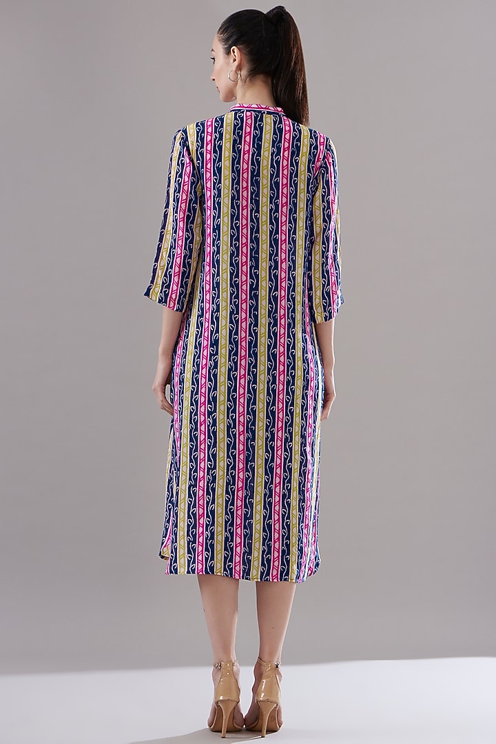 Multi-Colored Pure Silk Crepe Printed Vacation Dress by JOY at Pernia's Pop Up Shop