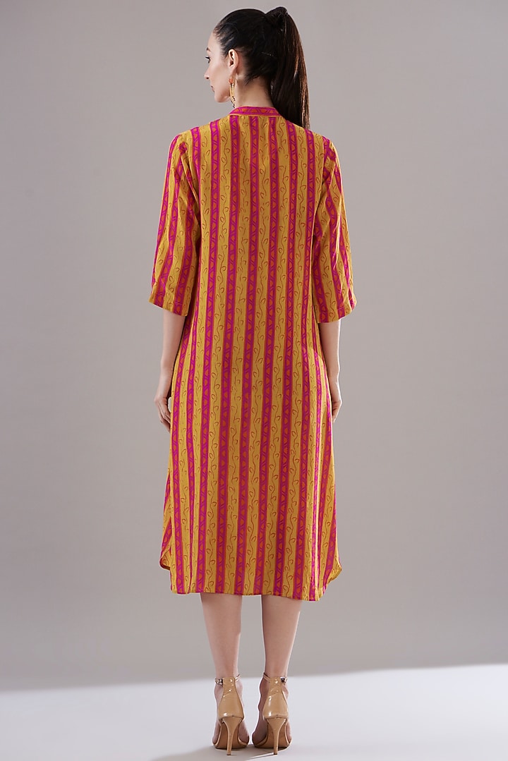 Orange Pure Silk Crepe Printed Vacation Dress by JOY at Pernia's Pop Up Shop