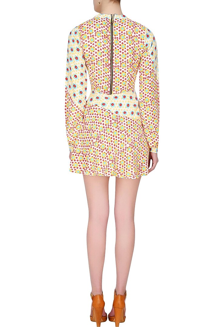 Multicoloured circular print mini dress available only at Pernia's Pop Up Shop.