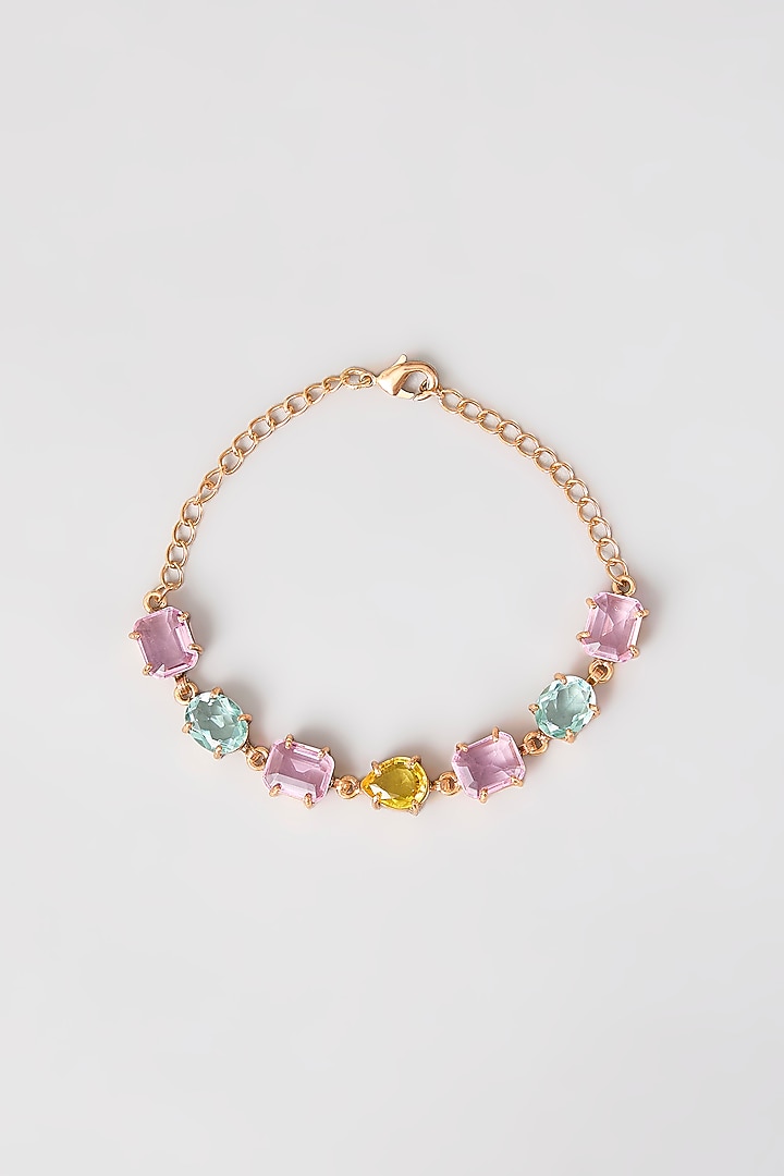 Gold Finish Multi-Colored Crystal Bracelet by Johori at Pernia's Pop Up Shop
